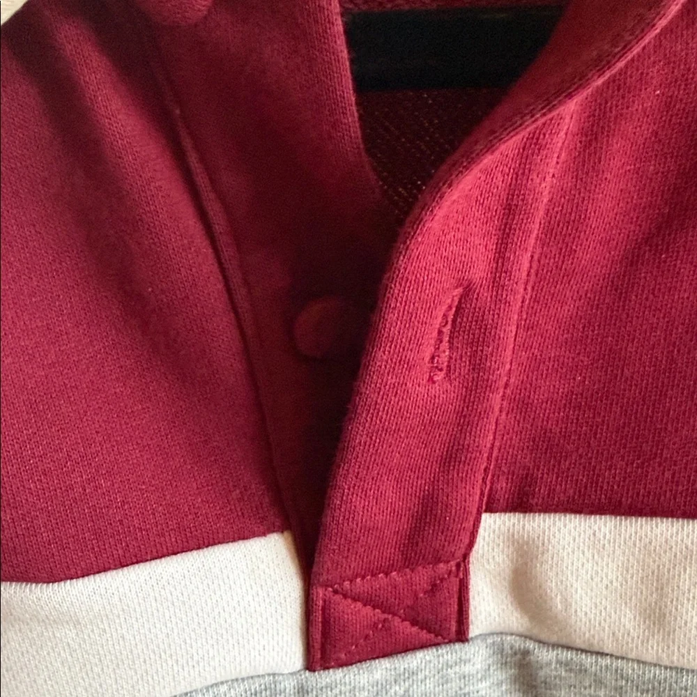 Superdown Julet Cropped Rugby Polo Top in Burgundy, Gray & White - Picture 9 of 9